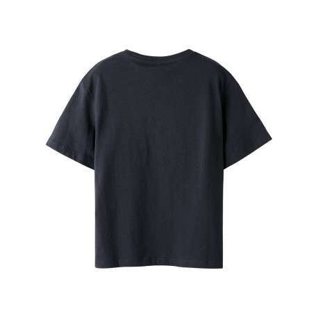 T-shirt en coton biologique noir uni pourvu d'un imprimé en damier - Image 2