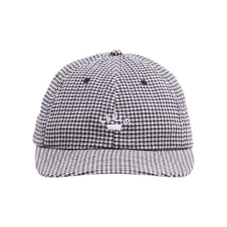 Casquette en coton mélangé noire à carreaux avec une fermeture strapback