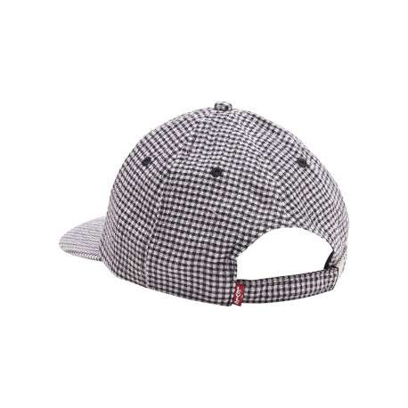 Casquette en coton mélangé noire à carreaux avec une fermeture strapback - Image 2