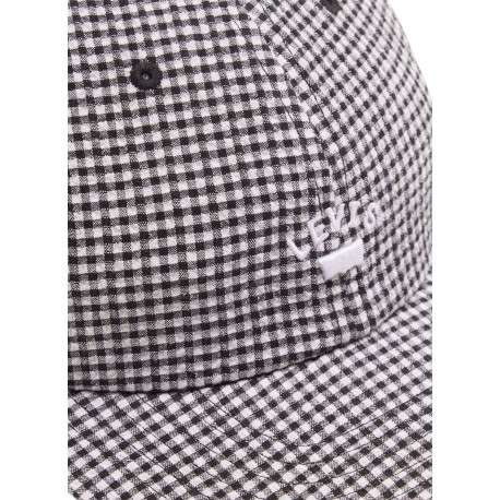 Casquette en coton mélangé noire à carreaux avec une fermeture strapback - Image 4