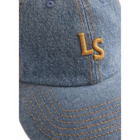 Casquette en coton jean's avec une fermeture strapback et des surpiqûres camel - Image 3