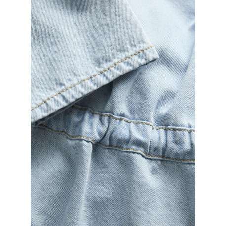 Chemisier en coton bleu clair pourvu d'un col v et de manches longues - Image 4