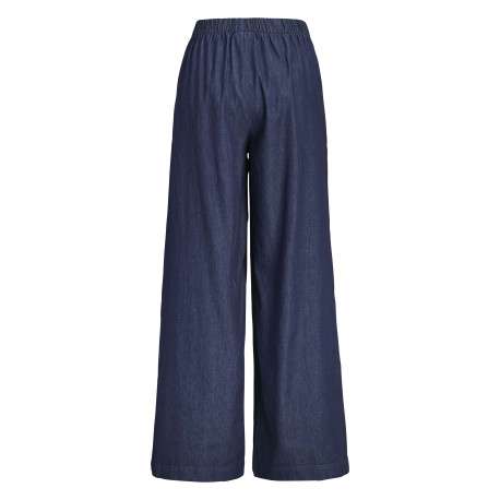 Pantalon en coton bleu pourvu d'une coupe évasée et d'une taille élastiquée - Image 2