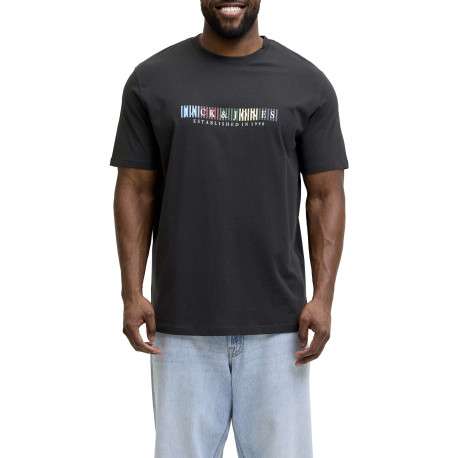 T-shirt en coton biologique noir à coupe droite pourvu de manches courtes - Image 3