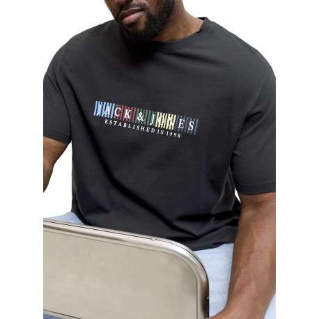 T-shirt en coton biologique noir à coupe droite pourvu de manches courtes - Image 7