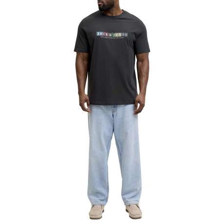 T-shirt en coton biologique noir à coupe droite pourvu de manches courtes - Image 8