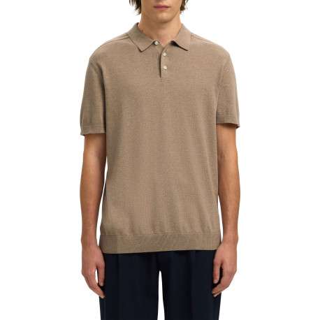 Polo en coton beige uni avec une coupe droite et un col boutonné - Image 2