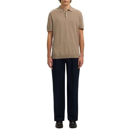 Polo en coton beige uni avec une coupe droite et un col boutonné - Image 3
