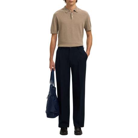 Polo en coton beige uni avec une coupe droite et un col boutonné - Image 6