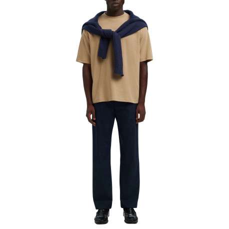 T-shirt beige uni coupe ample avec un col rond et des manches courtes - Image 6