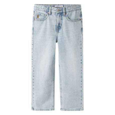 Jean en coton bleu stone uni à coupe regular fit et à taille mi-haute