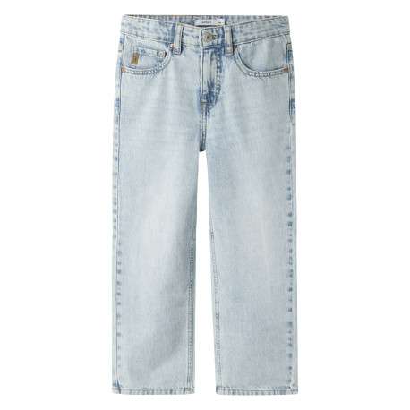 Jean en coton bleu stone uni à coupe regular fit et à taille mi-haute - Image 2