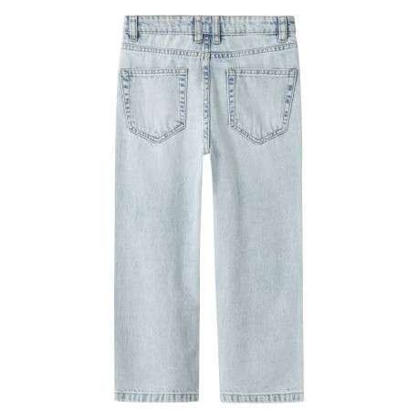 Jean en coton bleu stone uni à coupe regular fit et à taille mi-haute - Image 3