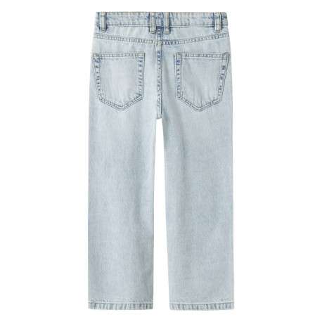 Jean en coton bleu stone uni à coupe regular fit et à taille mi-haute - Image 4