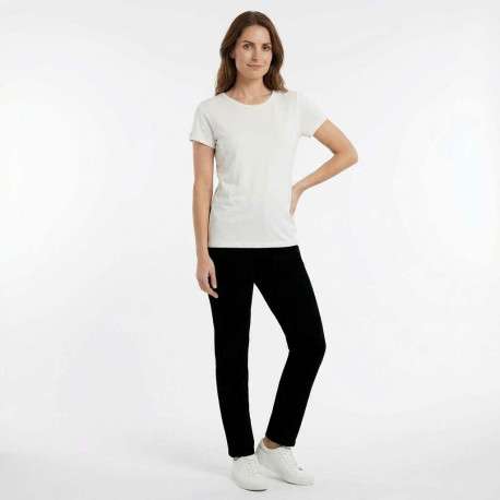 T-shirt Elva blanc uni pourvu de manches courtes et d'un col rond - Image 3