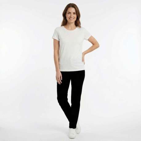 T-shirt Elva blanc uni pourvu de manches courtes et d'un col rond - Image 4