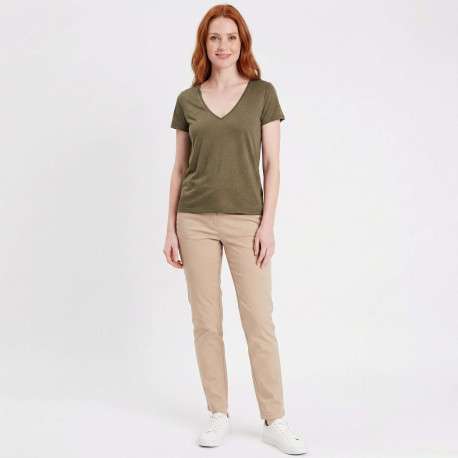 T-shirt Elvie kaki uni pourvu d'une coupe droite et de manches courtes - Image 2