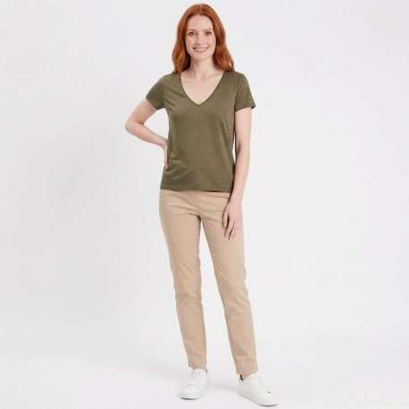 T-shirt Elvie kaki uni pourvu d'une coupe droite et de manches courtes - Image 4