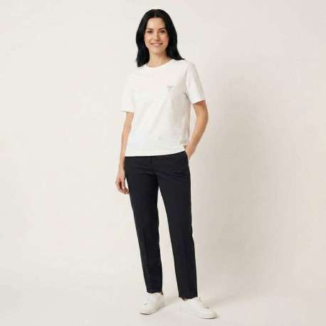 T-shirt en coton blanc uni pourvu d'un col rond et d'une coupe droite - Image 5