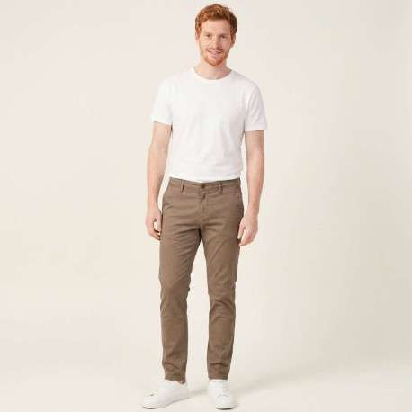 Pantalon chino en coton marron avec 4 poches et une coupe slim - Image 4