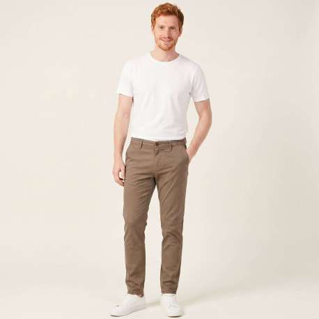 Pantalon chino en coton marron avec 4 poches et une coupe slim - Image 5