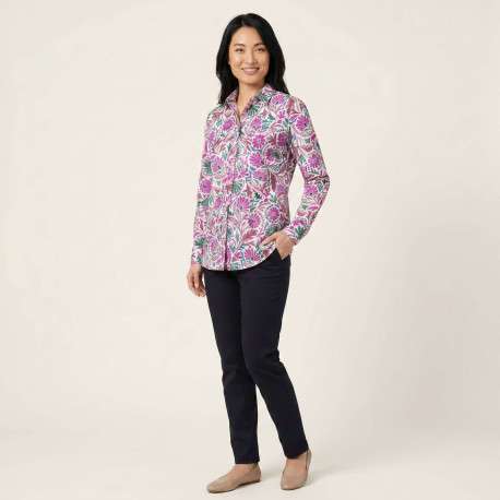 Chemisier en coton fuchsia floral pourvu d'une coupe droite - Image 5