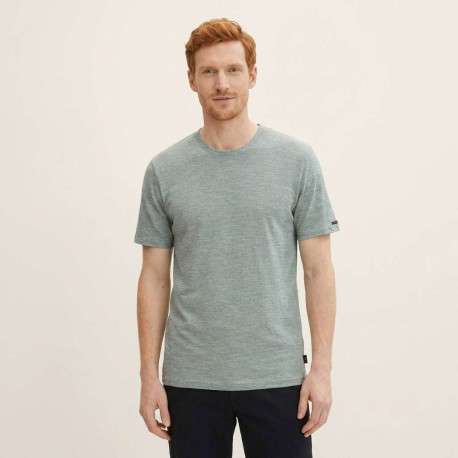 T-shirt en coton gris uni avec une coupe droite et un col rond - Image 3