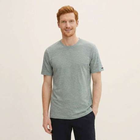 T-shirt en coton gris uni avec une coupe droite et un col rond - Image 5