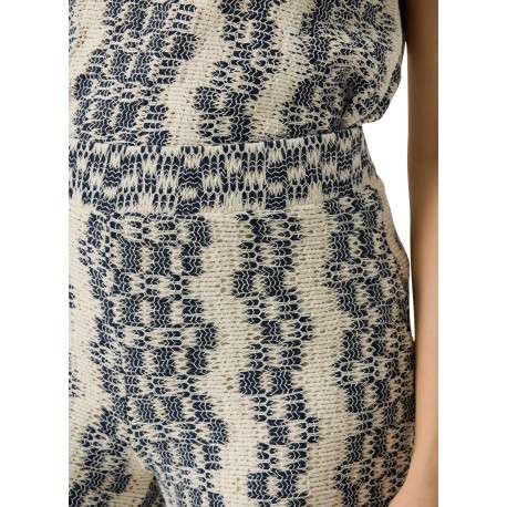 Pantalon chino en coton mélangé écru à motifs pourvu d'une coupe bootcut - Image 5