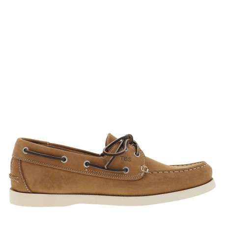 Mocassins bateau en cuir marron à semelle à plate et à lacets - Image 2