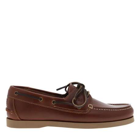 Mocassins bateau cognac en cuir avec un talon plat et à slip-on - Image 2