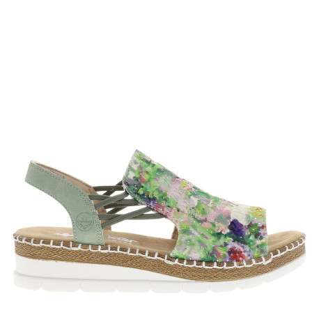 Nu-pieds vert à semelle compensée avec des soufflets élastiqués - Image 2