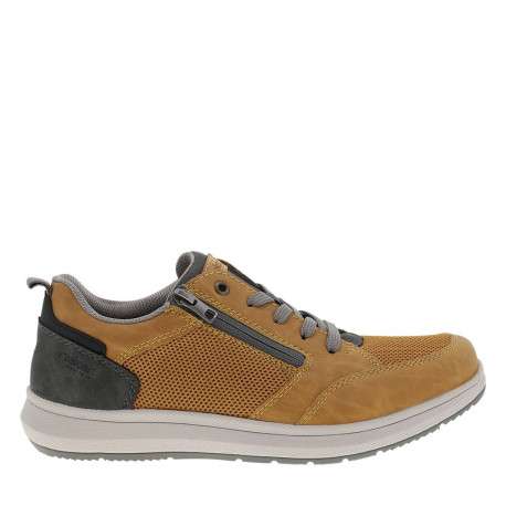 Sneakers jaune à talon plat avec des lacets et un zip latéral - Image 2