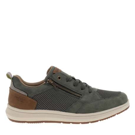 Sneakers kaki à talon plat avec des lacets et un zip latéral - Image 2
