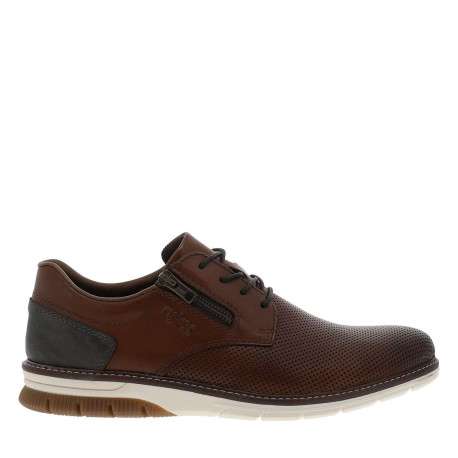 Sneakers en cuir noisette à talon plat avec des lacets et un zip latéral - Image 2