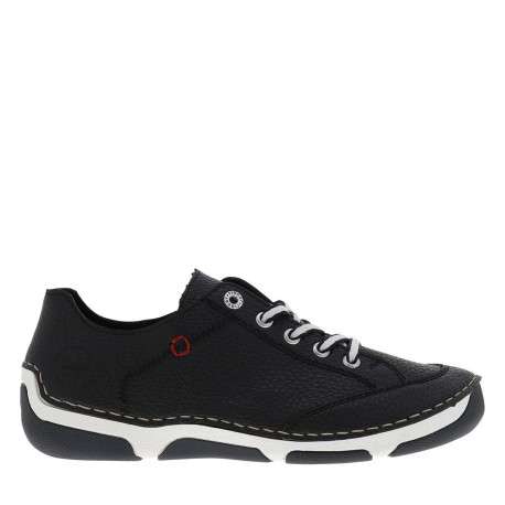 Tennis en cuir enduit bleu marine à talon plat avec des lacets - Image 2