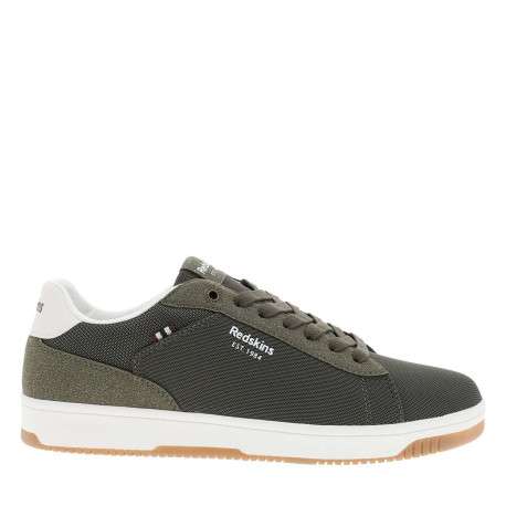 Baskets kaki à talon plat avec des lacets et nom de la marque imprimé - Image 2