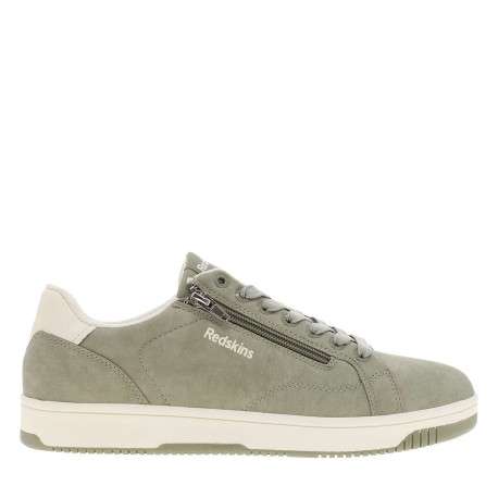 Tennis kaki à semelle plate avec des lacets et un zip latéral - Image 2