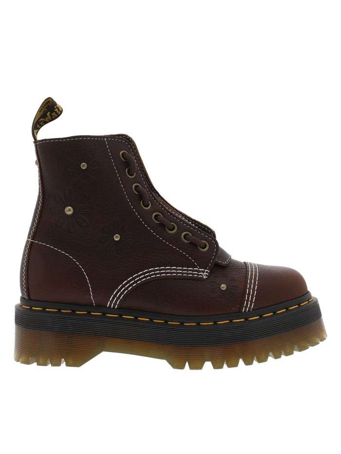 Boots en cuir brunes à...