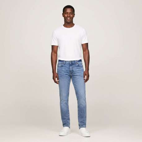Jean en coton stone uni avec une coupe slim à zip et à bouton - Image 4