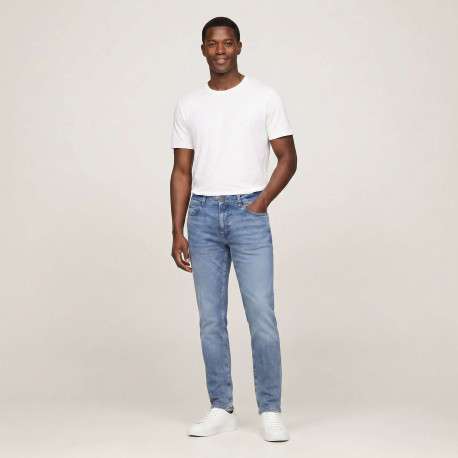 Jean en coton stone uni avec une coupe slim à zip et à bouton - Image 5