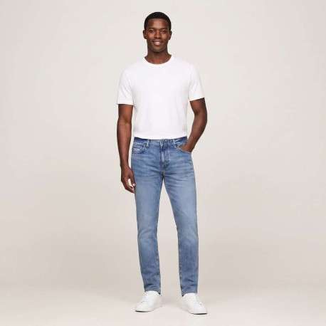 Jean en coton stone uni avec une coupe slim à zip et à bouton - Image 6