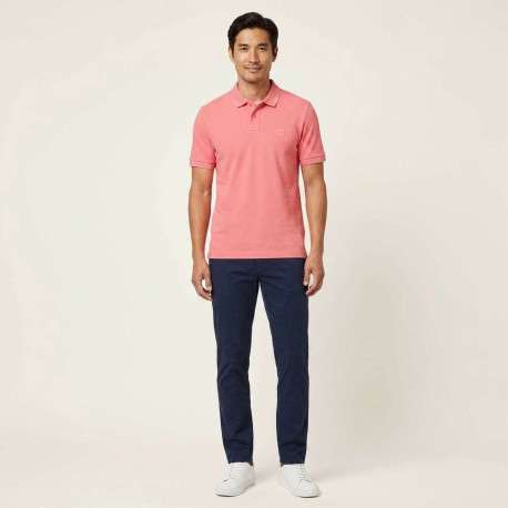 Polo en coton rose à coupe droite pourvu d'un col côtelé boutonné - Image 2