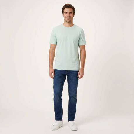 T-shirt en coton vert à coupe droite pourvu d'un col rond et du logo ""BOSS"" - Image 2
