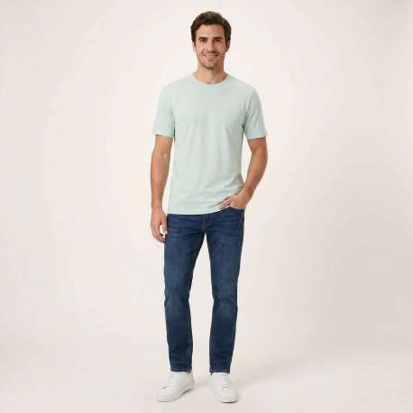 T-shirt en coton vert à coupe droite pourvu d'un col rond et du logo ""BOSS"" - Image 4