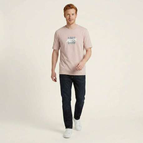 T-shirt en coton rose uni pourvu d'une coupe droite et des manches courtes - Image 6