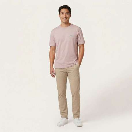 T-shirt en coton rose uni pourvu d'une coupe droite et d'un col rond - Image 6