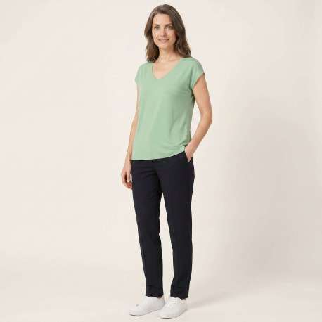 T-shirt vert uni avec une coupe droite et des manches courtes - Image 4