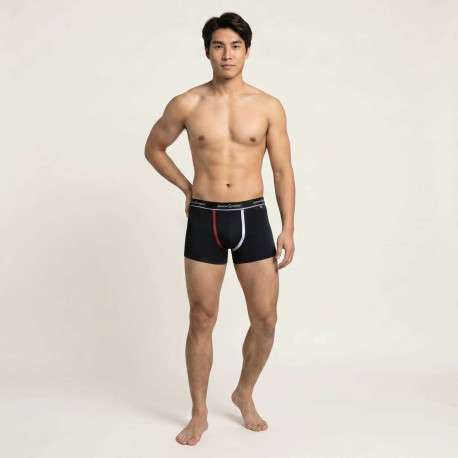 Lot de 2 boxers classiques en coton multicolore unis avec nom de la marque - Image 4