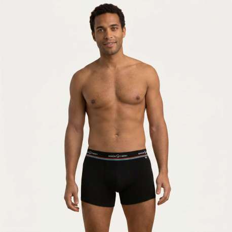 Lot de 2 boxers classiques en coton noir uni avec le nom de la marque - Image 3